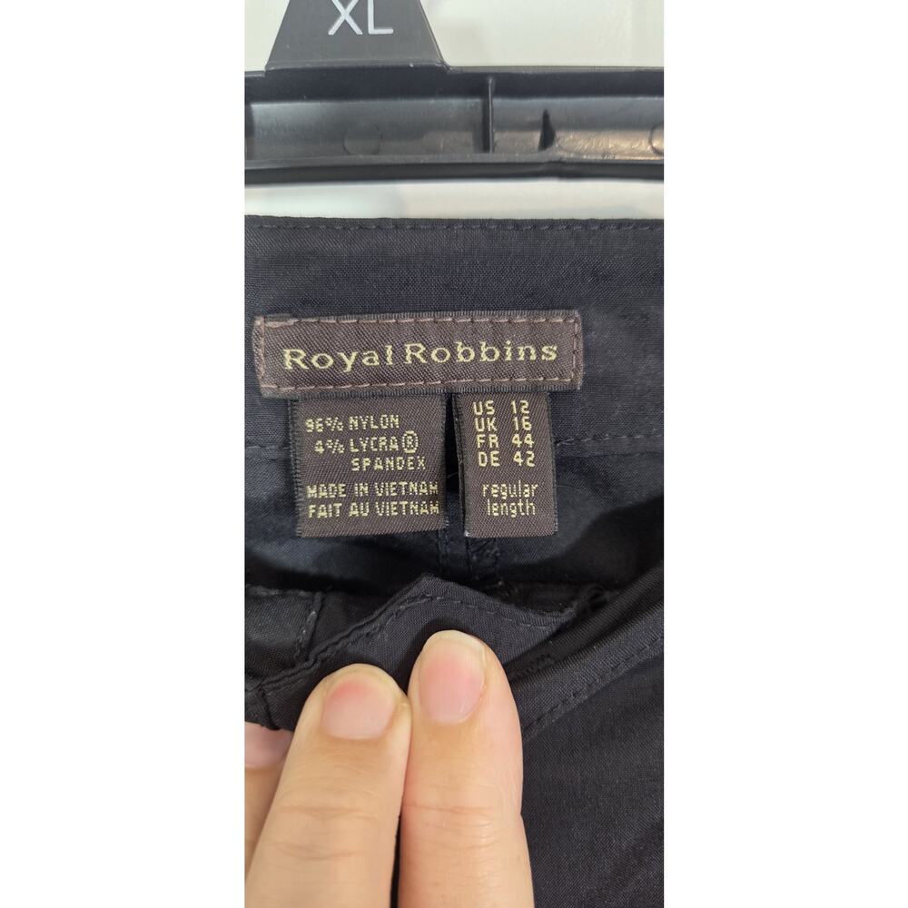 Royal Robbins Outdoor Hiking Pants Women's Size 12 Black Adjustable Waist Ankles
